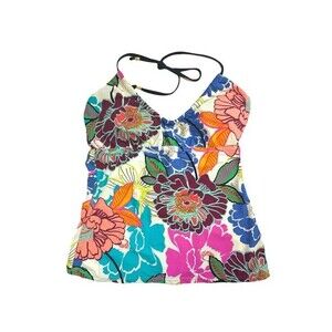 Trina Turk Radiant Blooms Halter Tankini Top Womens 4 Multi Floral